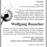 Danksagung Wolfgang Rauscher