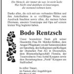 Danksagung Bodo Rentzsch