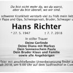 Traueranzeige Hans Richter