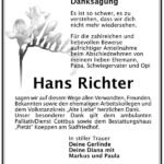 Danksagung Hans Richter
