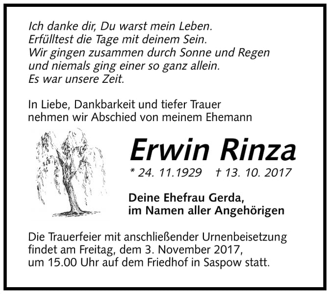 Danksagung Erwin Rinza