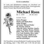 Traueranzeige Michael Roos