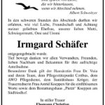 Danksagung Irmgard Schäfer