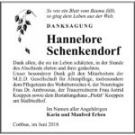 Danksagung Hannelore Schenkendorf