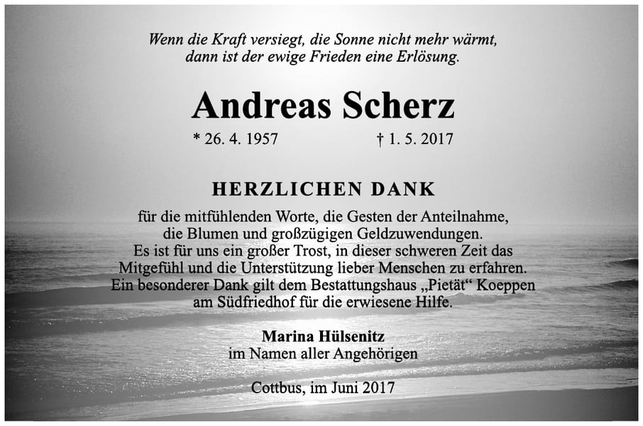 Danksagung Andreas Scherz