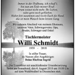 Traueranzeige Willi Schmidt