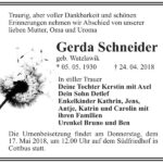 Traueranzeige Gerda Schneider, geb. Watzlawik