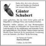 Danksagung Günter Schubert