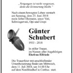 Traueranzeige Günter Schubert