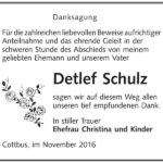 Danksagung Detlef Schulz