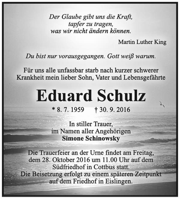 Traueranzeige Eduard Schulz