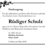 Danksagung Rüdiger Schulz