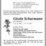 Traueranzeige Gisela Schurmann, geb. Dehmlow