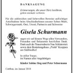 Danksagung Gisela Schurmann