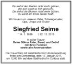 Traueranzeige Siegfried Seime