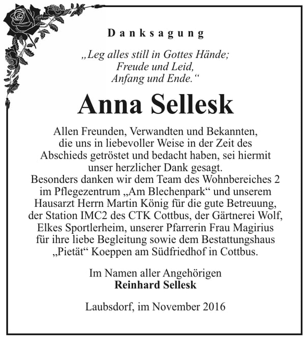 Danksagung Anna Sellesk