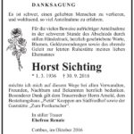 Danksagung Horst Sichting