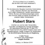 Danksagung Hubert Stars
