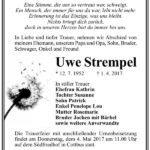 Traueranzeige Uwe Strempel