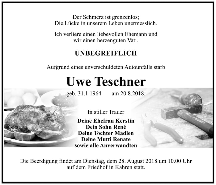 Traueranzeige Uwe Teschner