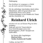 Danksagung Reinhard Ulrich