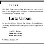Danksagung Lutz Urban