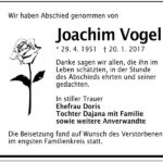 Danksagung Joachim Vogel