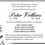 Traueranzeige Peter Volkers