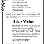 Danksagung Heinz Weber