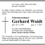 Traueranzeige Gerhard Woidt