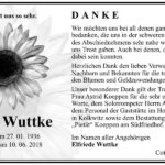 Danksagung Horst Wuttke