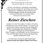 Danksagung Reiner Zieschow