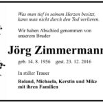 Traueranzeige Jörg Zimmermann
