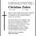 Danksagung Christian Zuber