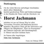 Danksagung Horst Jachmann