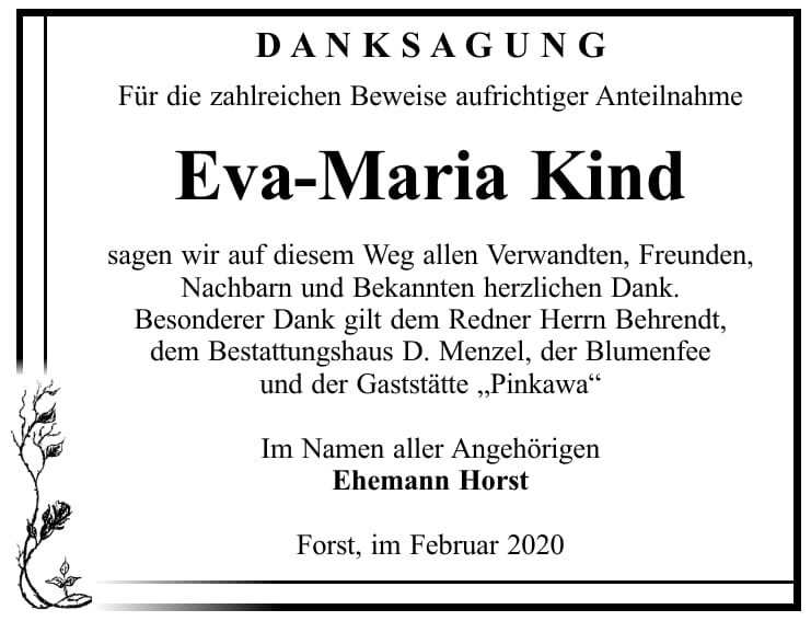 Danksagung Eva-Maria Kind