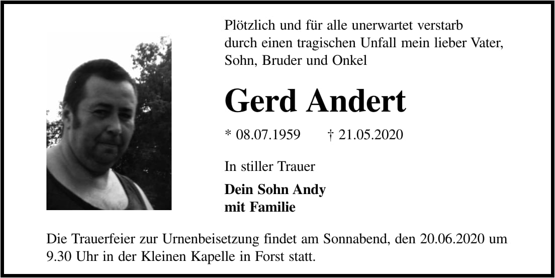 Traueranzeige Gerd Andert