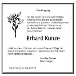 Danksagung Erhard Kunze