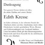 Danksagung Edith Kresse