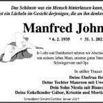 Traueranzeige Manfred John