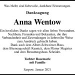 Danksagung Anna Wentow