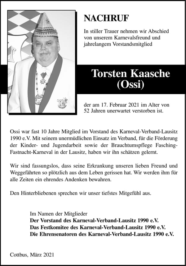 Nachruf Torsten Kaasche