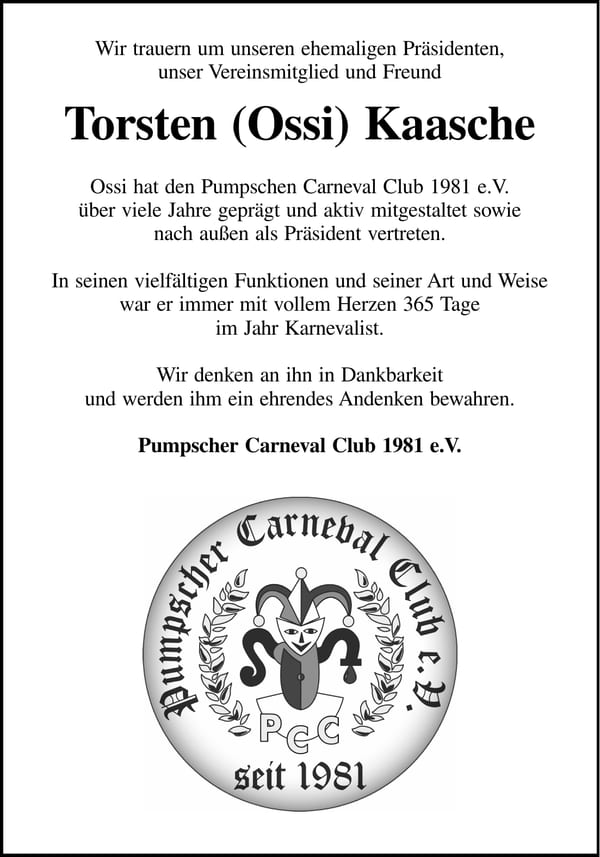 Nachruf Torsten (Ossi) Kaasche
