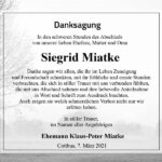 Danksagung Siegrid Miatke