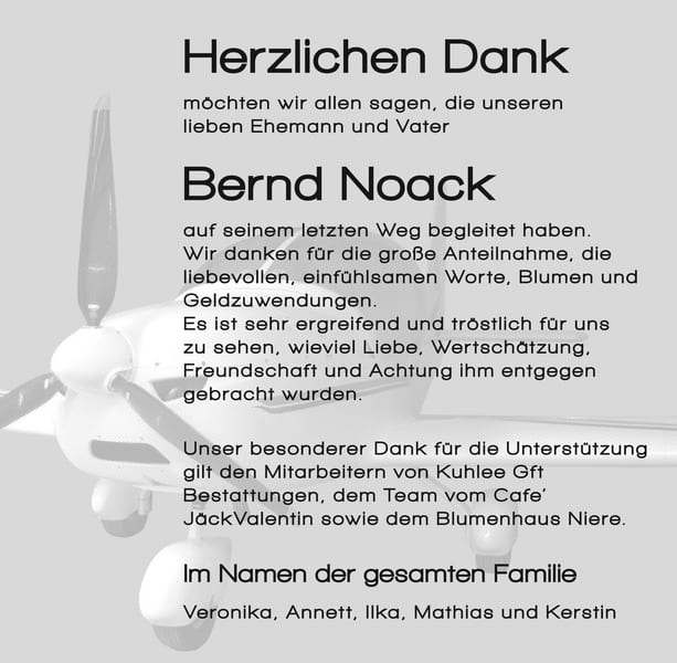 Traueranzeige Bernd Noack