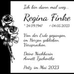 Traueranzeige Regina Finke