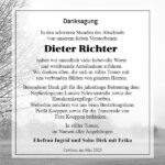 Danksagung Dieter Richter
