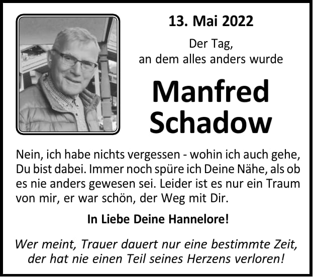 Jahresgedenken Manfred Schadow