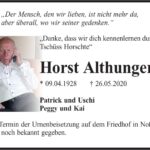 Traueranzeige Horst Althunger