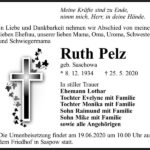 Traueranzeige Ruth Pelz, geb. Saschowa